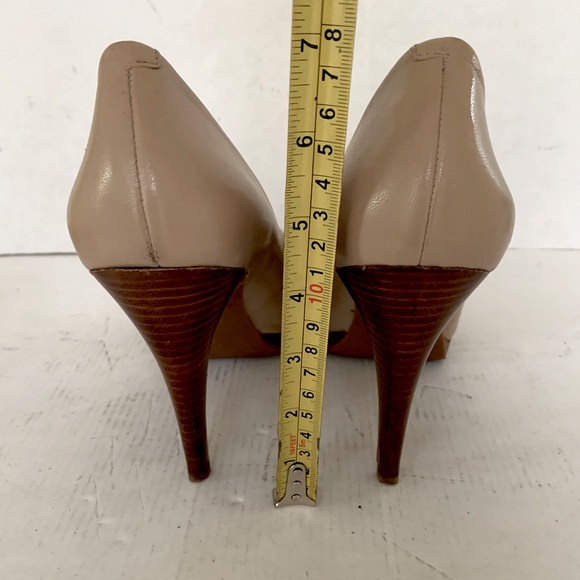 Nine West Natural tan color real leather shoes with platform heels US size 10.5 - Picture 6 of 9
